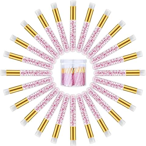 80 Pcs Pink Lash Shampoo Brushes with Container