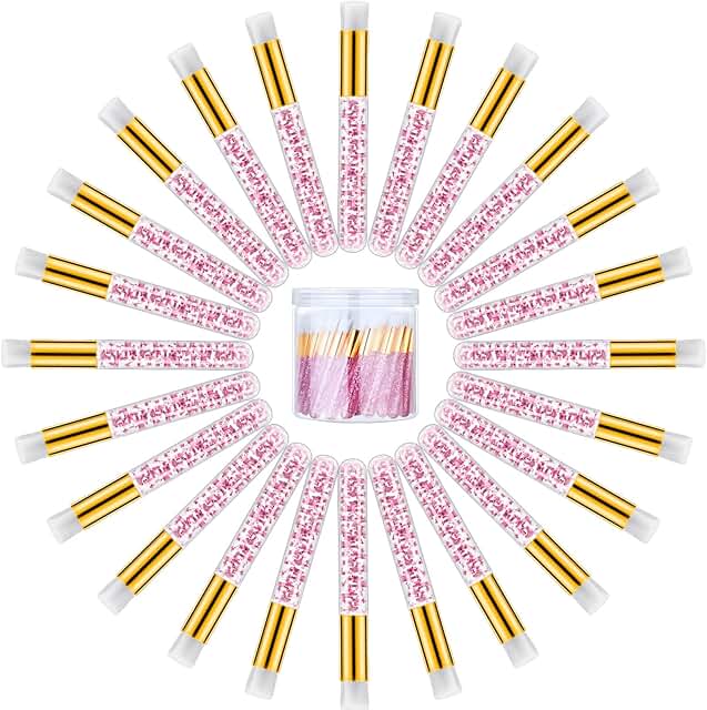 80 Pcs Pink Lash Shampoo Brushes with Container