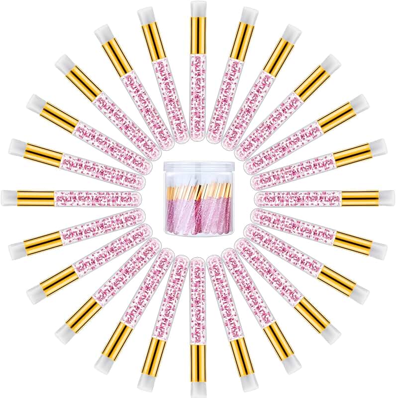 80 Pcs Pink Lash Shampoo Brushes with Container