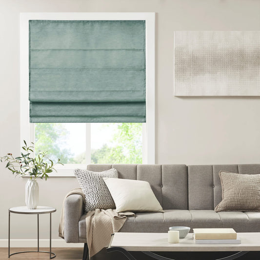 Cordless Roman Shades  Fabric Privacy Single Panel Darkening, Energy Efficient, Thermal Insulated Window Blind Treatment, for Bedroom, Living Room Decor, 35x64, Green
