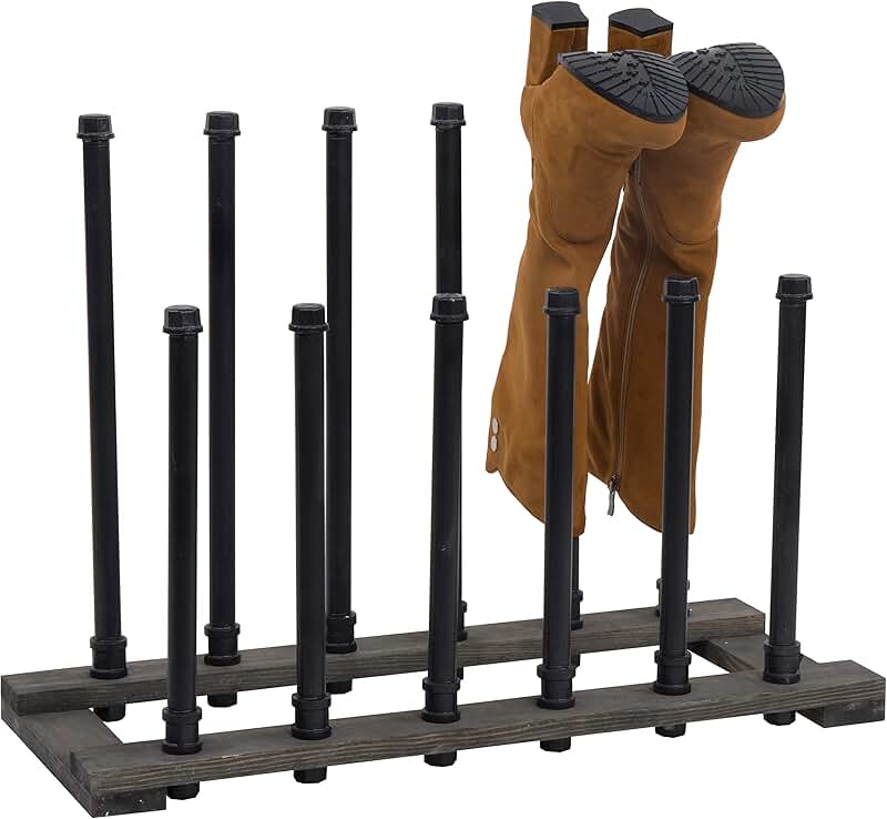 Rustic Wood Entryway Boot Rack Organizer for Tall Boots