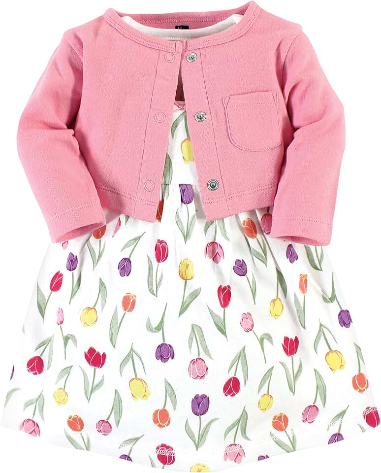 Baby Girls' Cotton Dress and Cardigan Set