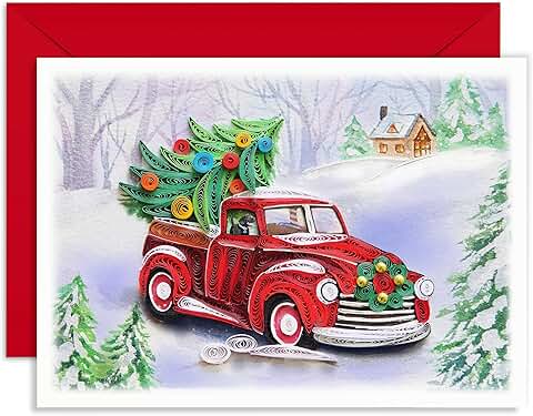Watercolor Car Christmas Card for Holidays and New Year