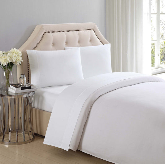 310 Thread Count Clic Solid Cotton Sateen Twin Sheet Set in Bright White