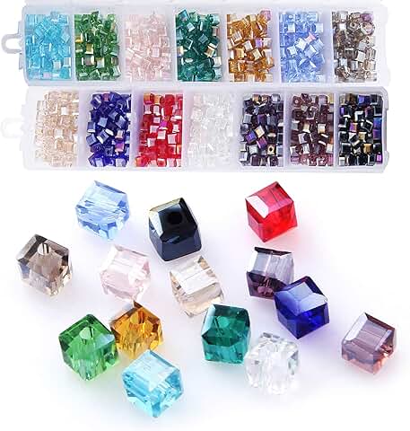 700pcs 4mm Faceted Glass Beads in 14 Colors with Storage Box