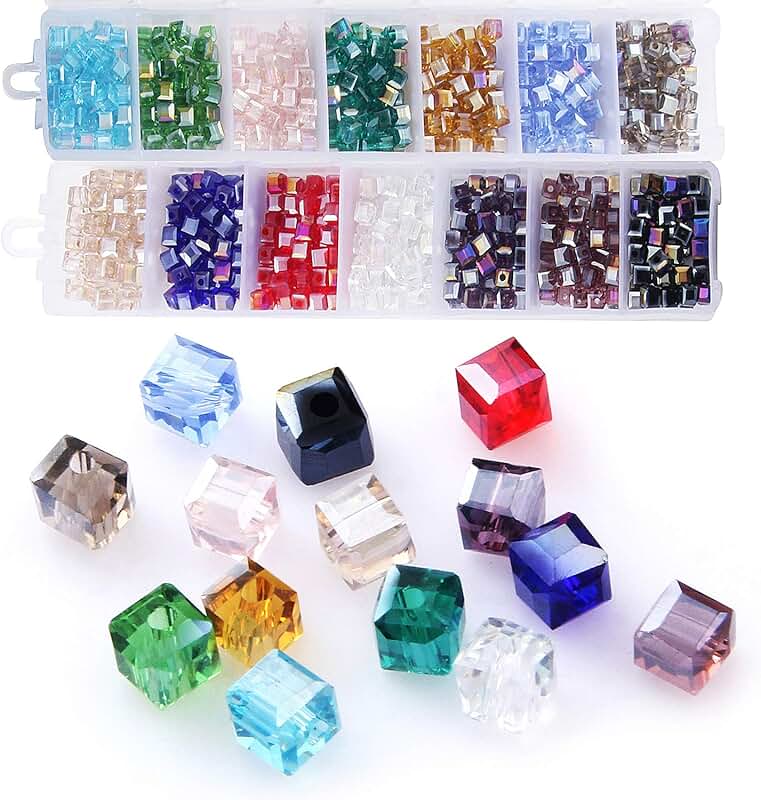 700pcs 4mm Faceted Glass Beads in 14 Colors with Storage Box