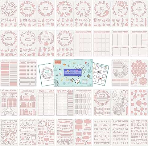 36-Piece Bullet Journal Stencil Set for Planning