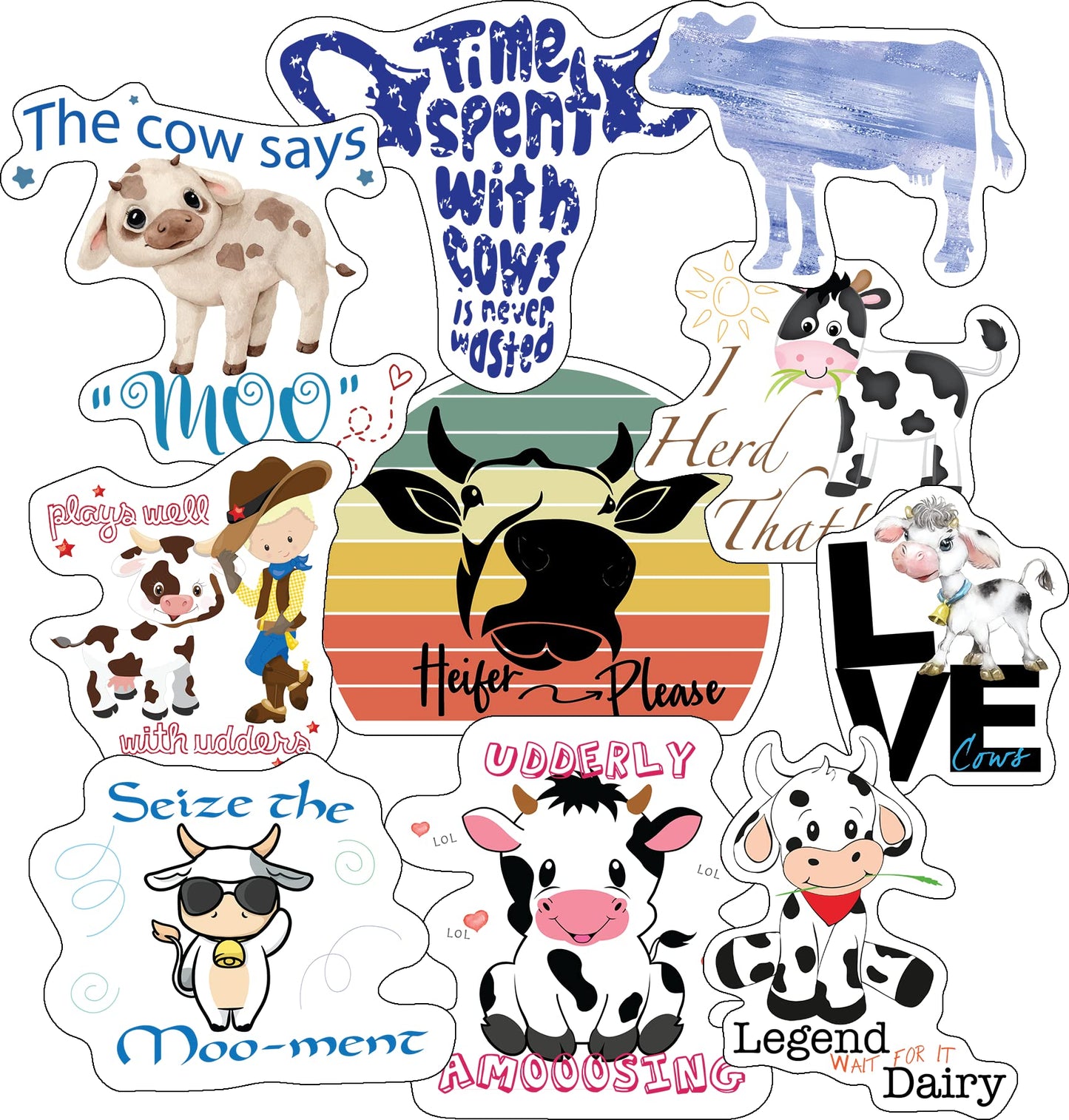 Cow Stickers for Women, Kids, and Cow Lovers