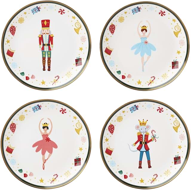Nutcracker Ballet Dinner Plates Set for Four