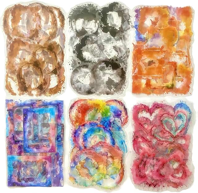 Blurring Margin PET Stickers, 120 pcs, Vortex & Peach Designs