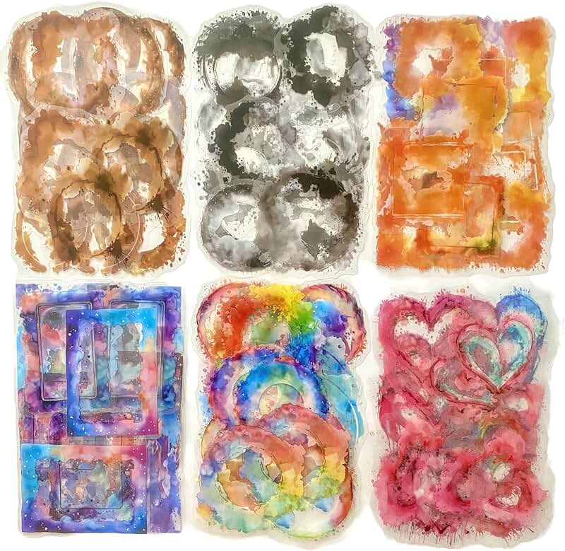 Blurring Margin PET Stickers, 120 pcs, Vortex & Peach Designs