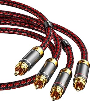 9.8ft Gold-Plated RCA Stereo Audio Cable for Home Theater