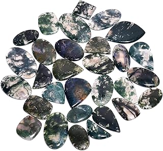 Natural Moss Agate Cabochon Gemstones, 2-3pcs