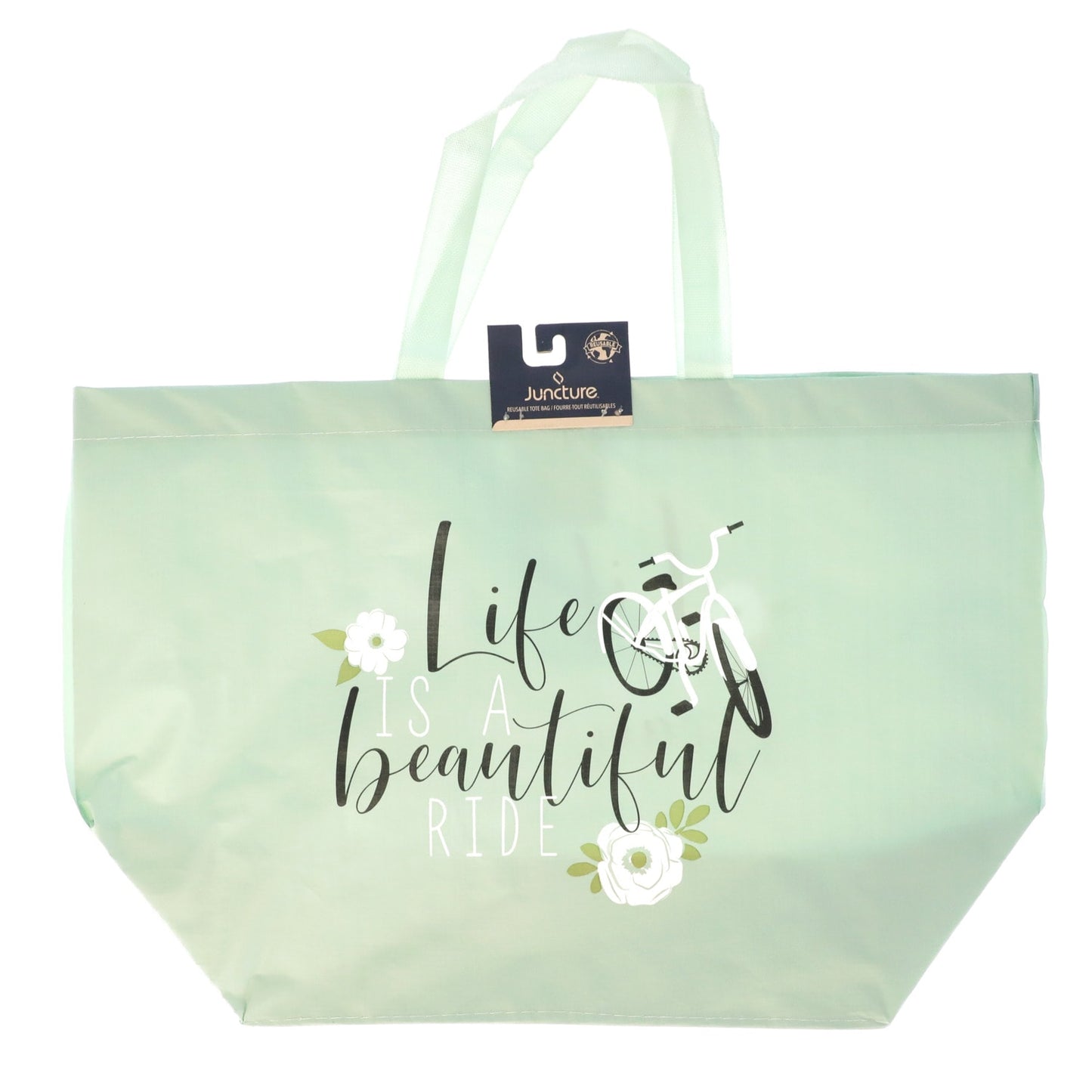 Reusable Printed Woven Tote Bags, 13.375x7x13.5 in. (Pack of 24)