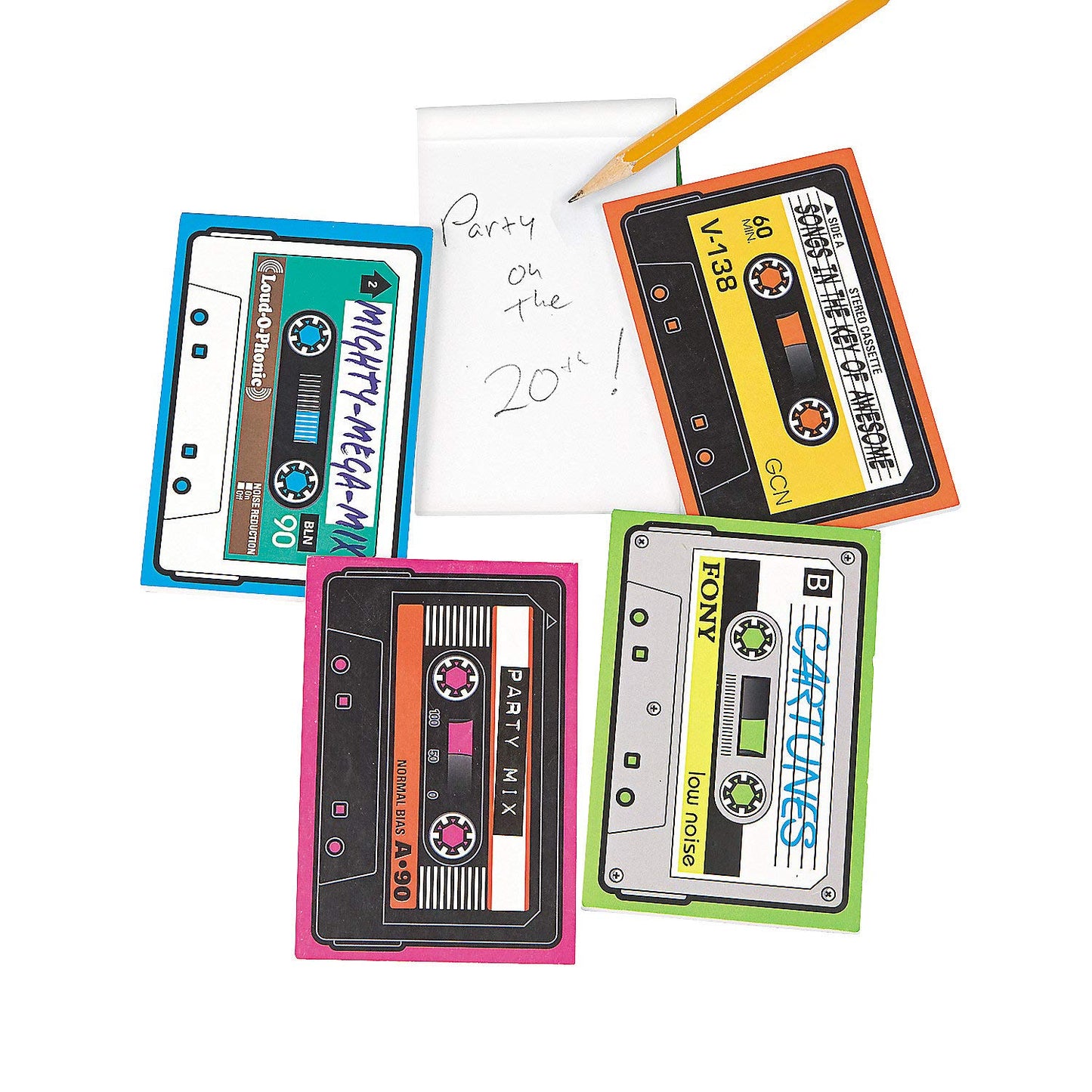 Cassette Shaped Notepad Set, 24 Pieces