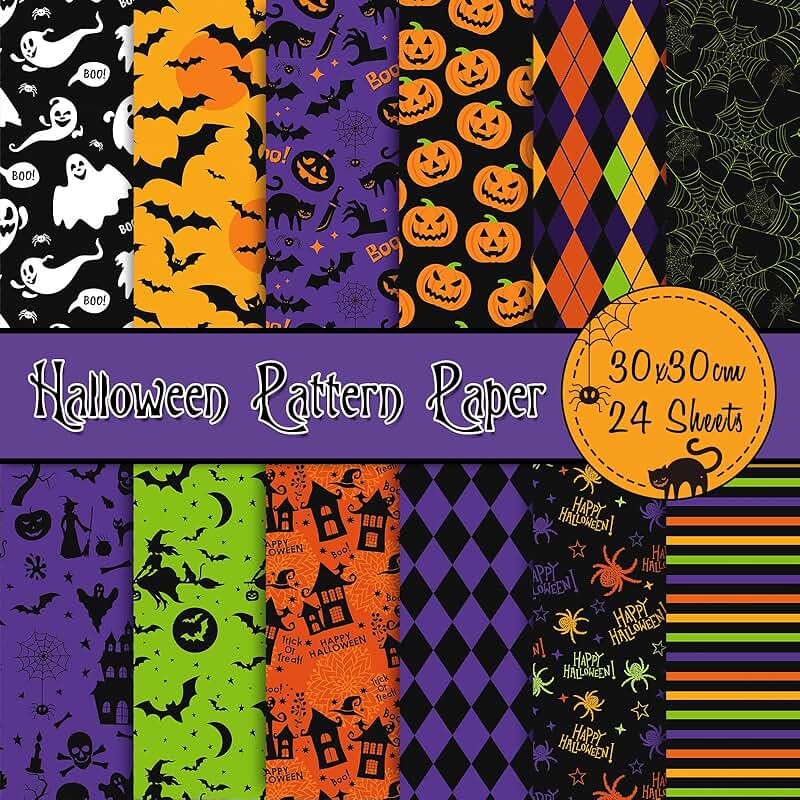24 Halloween Pattern Double-Sided Craft Papers