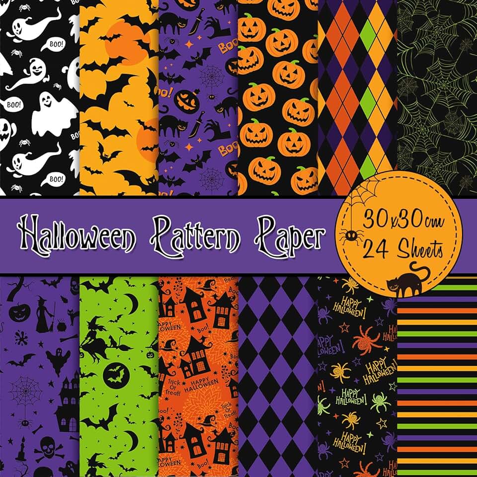24 Halloween Pattern Double-Sided Craft Papers