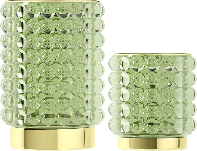 Clear green glass makeup brush and pen holder