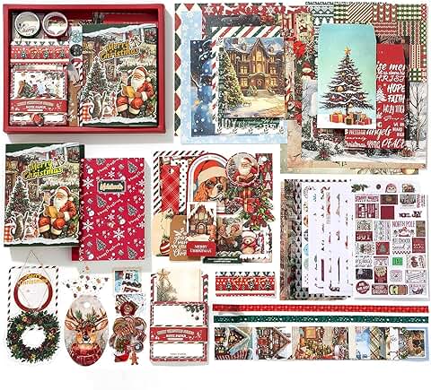 Christmas Scrapbook Kit with 157 Pieces for Holiday Crafts