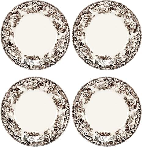 Set of 4 Delamere Dinner Plates, 10.5 Inch Round Earthenware