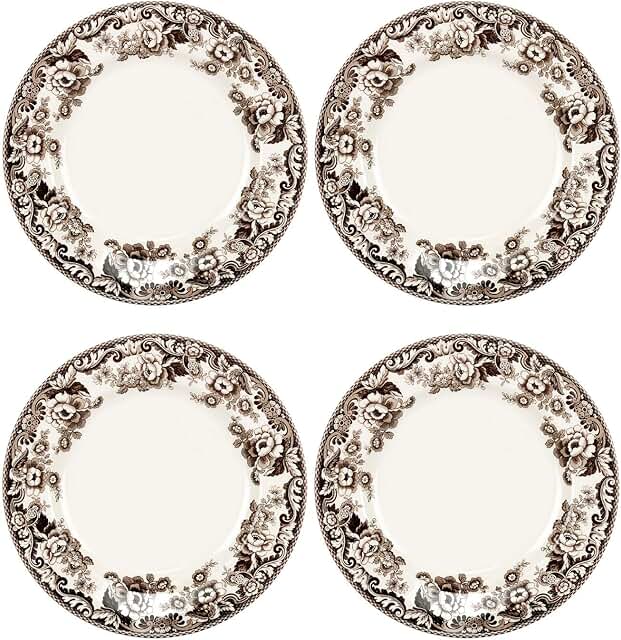 Set of 4 Delamere Dinner Plates, 10.5 Inch Round Earthenware