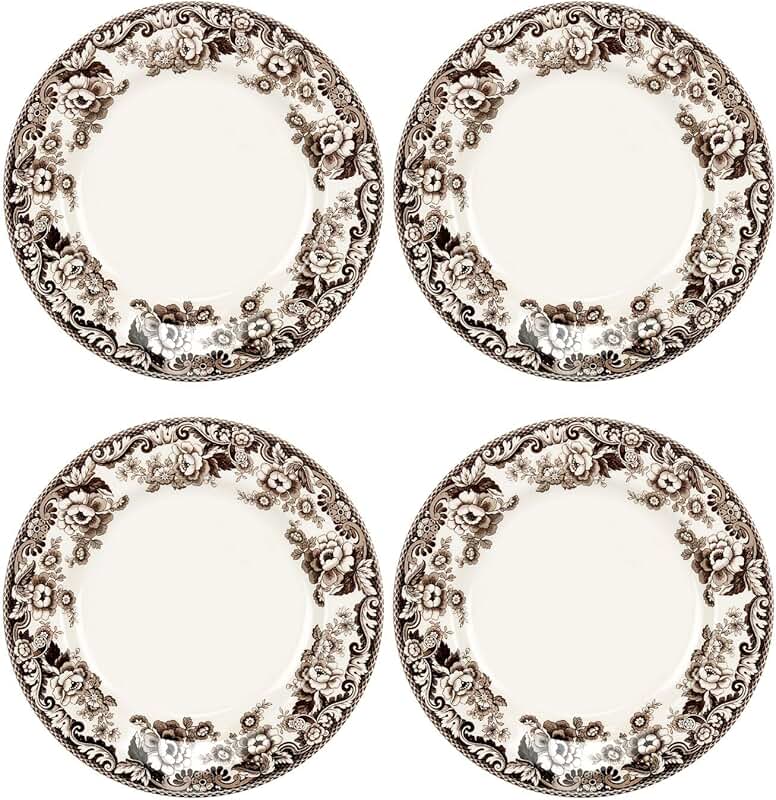 Set of 4 Delamere Dinner Plates, 10.5 Inch Round Earthenware