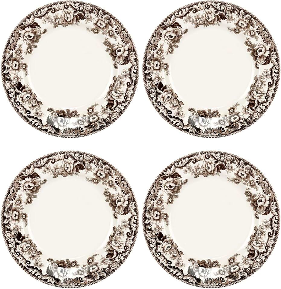 Set of 4 Delamere Dinner Plates, 10.5 Inch Round Earthenware