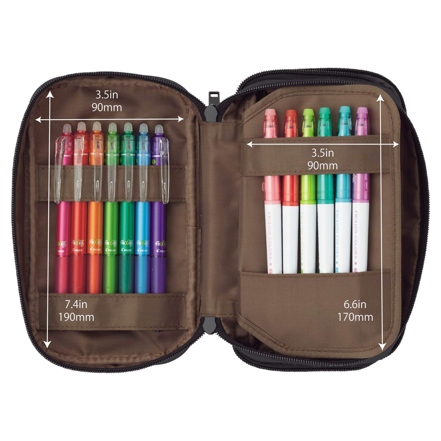 Large Capacity Triple Zipper Pencil Case with 8 Compartments