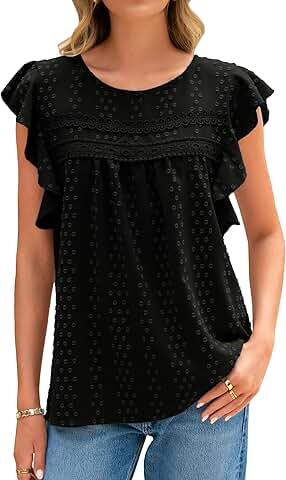 Women's Summer Casual Blouses with Flutter Sleeves