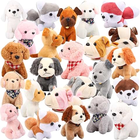 24 Plush Dog Toys for Kids Party Favors