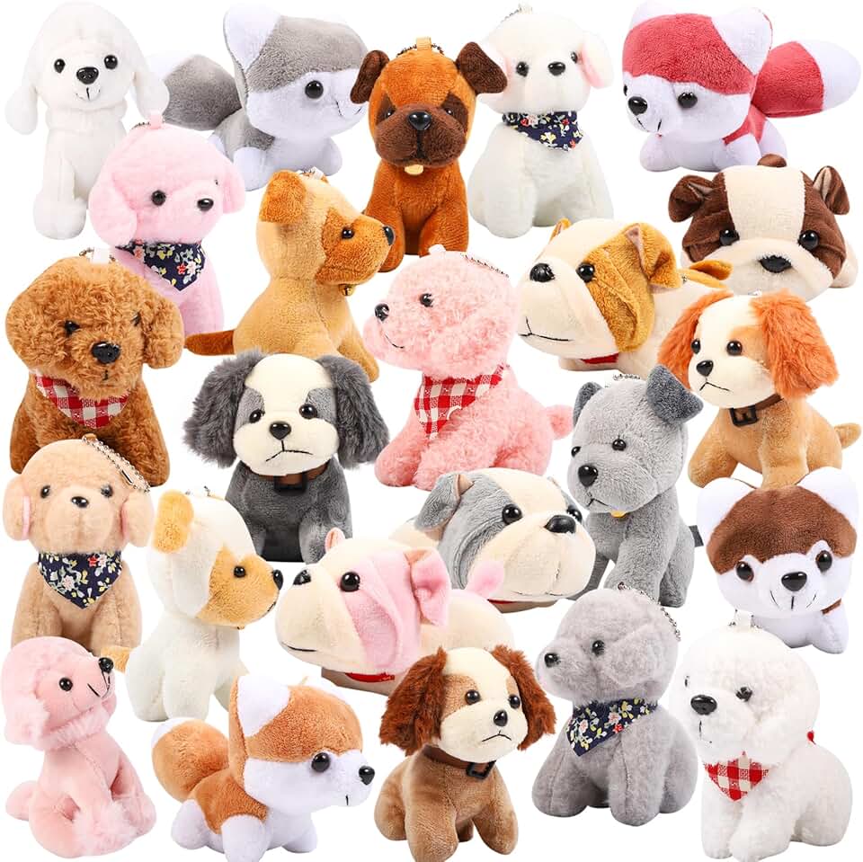 24 Plush Dog Toys for Kids Party Favors