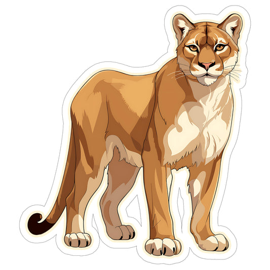 4-Inch Mountain Lion Vinyl Sticker for Water Bottles and Laptops
