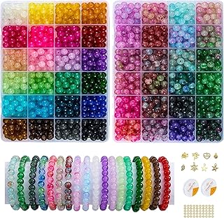 2 Pack 1300+ Glass Beads for Jewelry Making