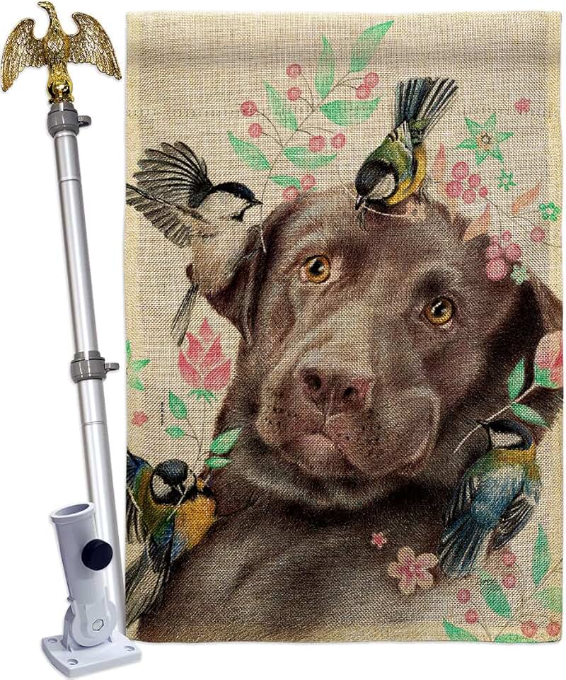 Swallow and dog pet garden flag with paw design
