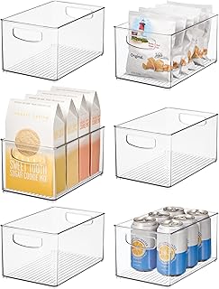 Stackable Clear Plastic Bins for Kitchen Storage, 6-Pack