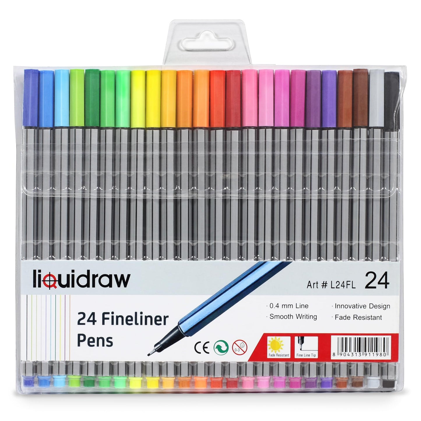 Set of 24 Fine Point Colored Pens for Journals and Art