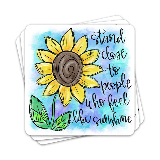 Set of three motivational sunflower stickers, 3x3 inches