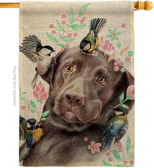 Swallow and dog paw garden flag for yard or gift