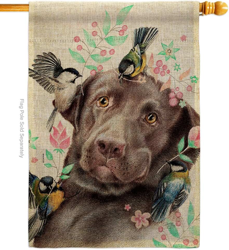 Swallow and dog paw garden flag for yard or gift
