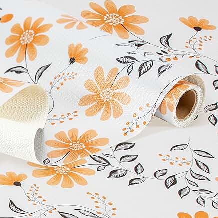 Floral Printed Non Slip Shelf Liner, 18 Inch x 8 Ft