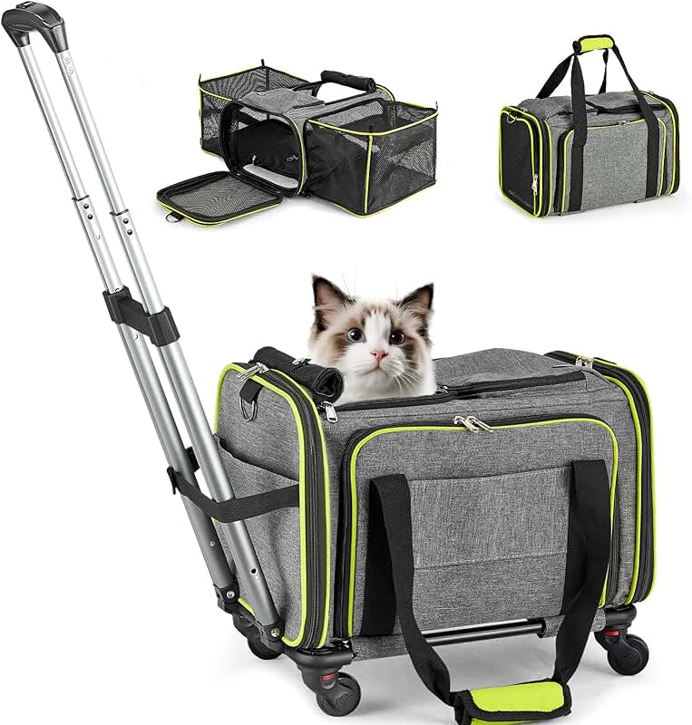 Pet Carrier with Wheels for Small Cats and Dogs
