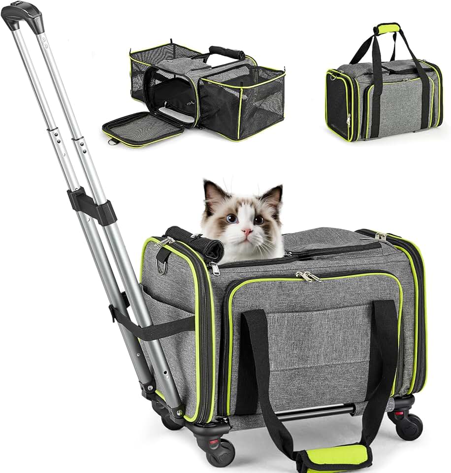 Pet Carrier with Wheels for Small Cats and Dogs