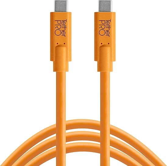 15-foot high-visibility orange USB-C to USB-C cable