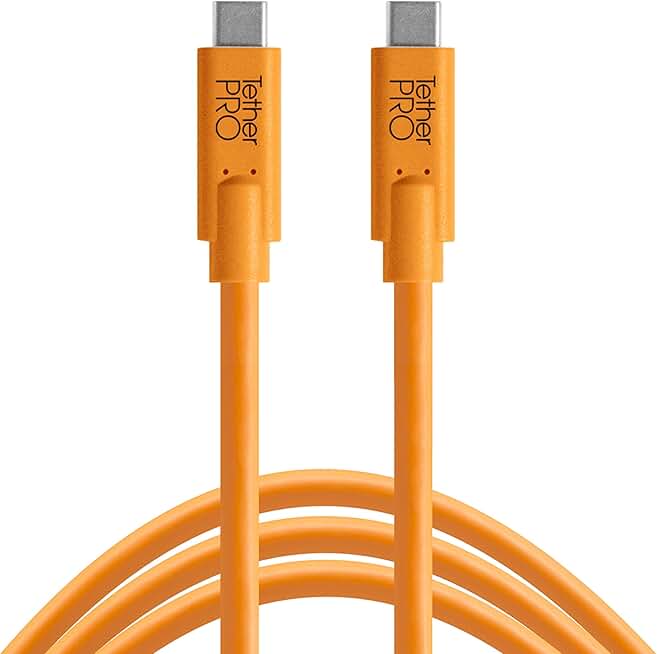 15-foot high-visibility orange USB-C to USB-C cable