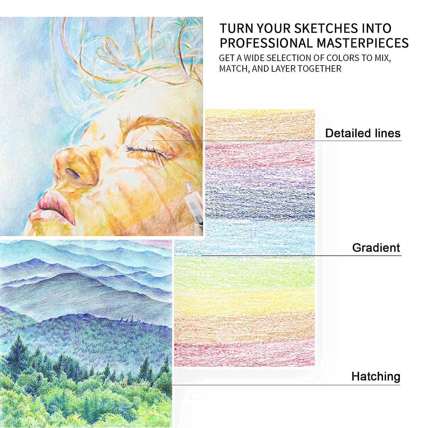 76 Colored Pencils Sketchbook Drawing Kit