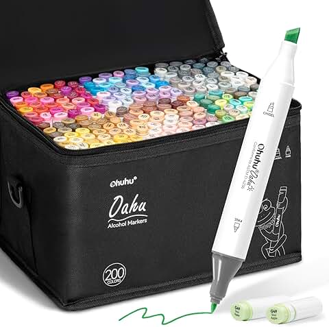 200-color alcohol marker set with dual tips