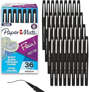 36 Black Felt Tip Pens, Medium Point