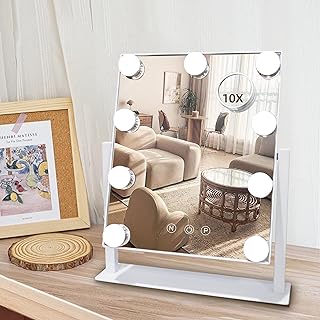 Lighted Vanity Mirror with Dimmable LEDs and Magnifier