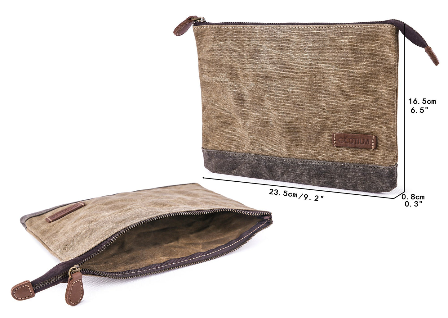 Waxed Canvas Zip Pouch Set for Makeup and Office Use