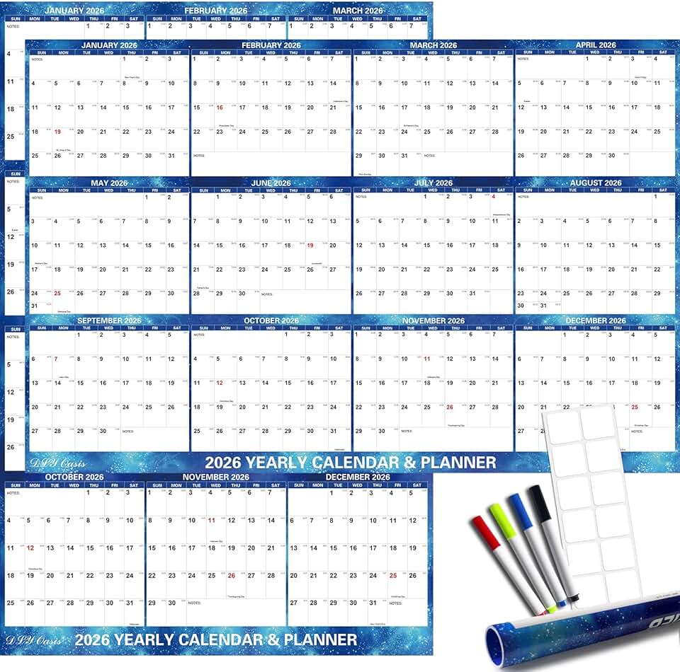 Large 2026 Wall Calendar with Starry Sky Design